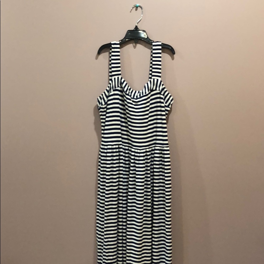 Navy and white striped Ann Taylor Loft Maxi dress